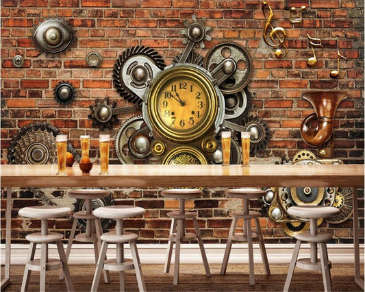 Avikalp Exclusive AWZ0149 Classic Interior Decoration Retro Mechanical Gear Retro Watch 3d Stereo HD 3D Wallpaper
