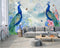 Avikalp Exclusive AWZ0150 Classic Nordic Minimalist Fresh Peacock Floral Watercolor 3d HD 3D Wallpaper