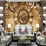 Avikalp Exclusive AWZ0154 3d Wallpaper Fashion Atmosphere Retro Gear Clock Mural Home Decor Sofa Background HD 3D Wallpaper