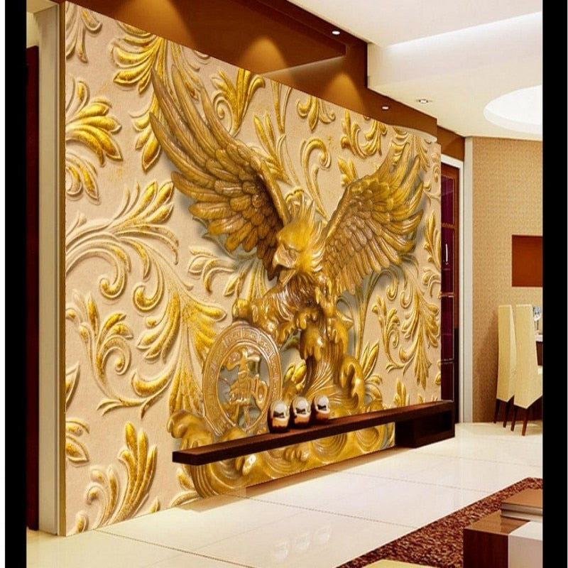 Avikalp Exclusive AWZ0159 3d Wallpaper Home Decor 3d Living Room Bedroom Relief Eagle Background Mural HD 3D Wallpaper