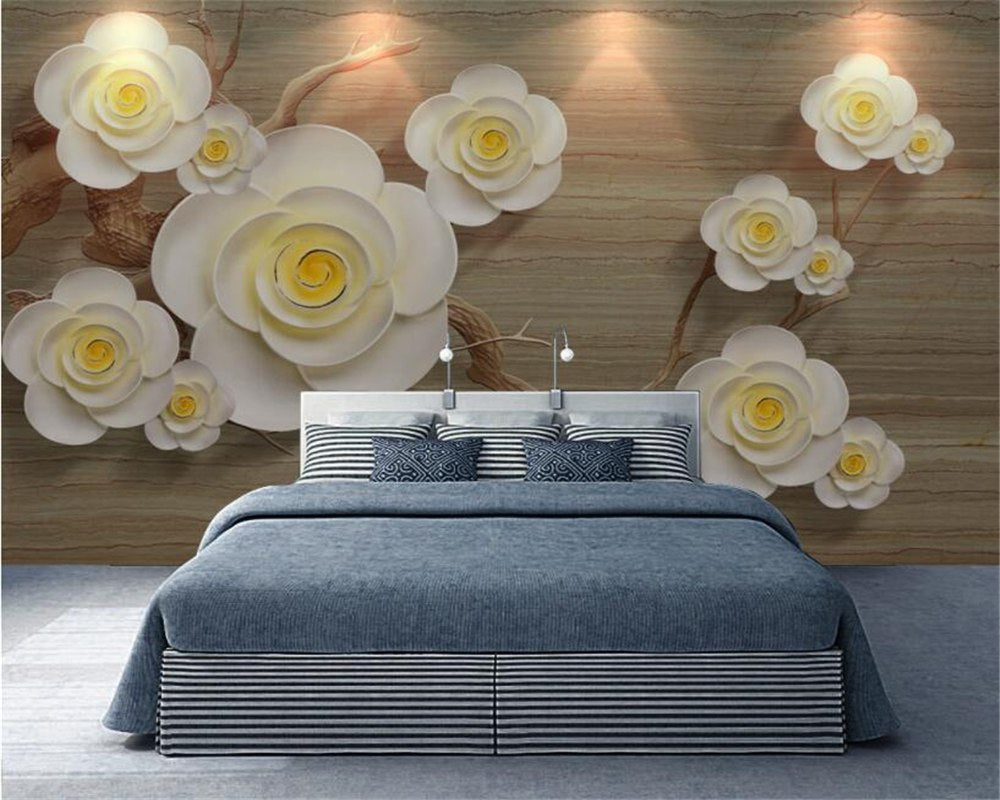 Avikalp Exclusive AWZ0161 3d Wallpaper Living Room Background 3d Modern Flower Embossed Background Wall Decoration HD 3D Wallpaper