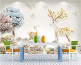 Avikalp Exclusive AWZ0162 3d Wallpaper Modern Embossed Big Tree Elk Bird Luxury Living Room Wall Decoration HD 3D Wallpaper