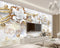 Avikalp Exclusive AWZ0173 3d Home Decoration Wallpaper Circle Luxury Gold White Flowers Ball Jewelry HD 3D Wallpaper
