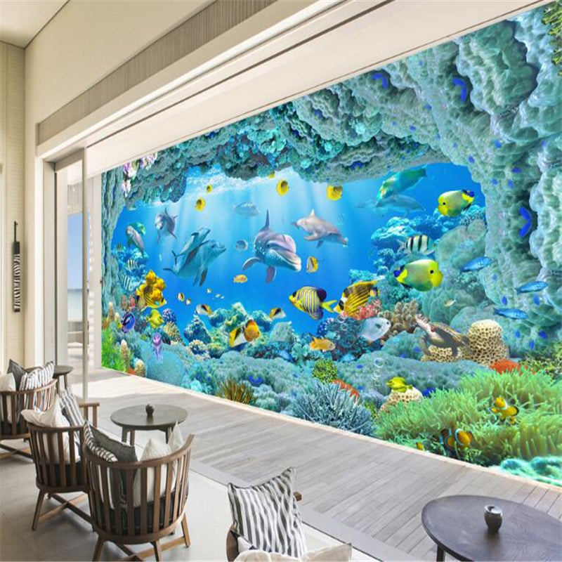 Avikalp Exclusive AWZ0176 3d Underwater World Dolphins Mother And Child Deep Creative Art Rose HD 3D Wallpaper