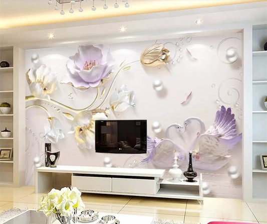 Avikalp Exclusive AWZ0179 Wallpapers 3d Mural Fresco Jewelry Relief Three Simple And Stylish New Tulip HD 3D Wallpaper