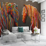 Avikalp Exclusive AWZ0180 Luxury 3d Mural Wallpaper Colored Abstract Horse Mural 3d Room Wallpaper For Bedroom HD 3D Wallpaper
