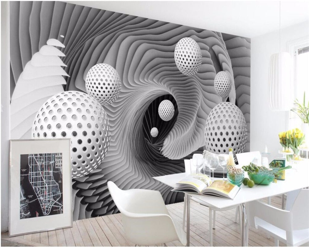 Avikalp Exclusive AWZ0184 3d Wallpaper Futuristic Stereo Abstraction Space Ball Tv Background HD 3D Wallpaper
