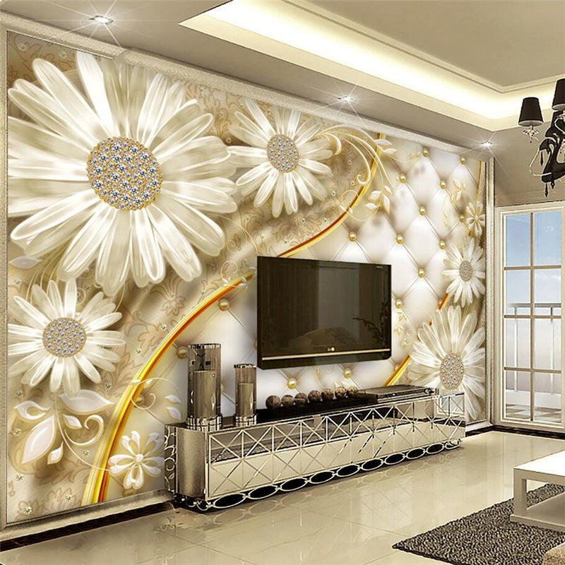 Avikalp Exclusive AWZ0186 3d Wallpaper Flowers Luxury Jewelry Wall Decoration HD 3D Wallpaper