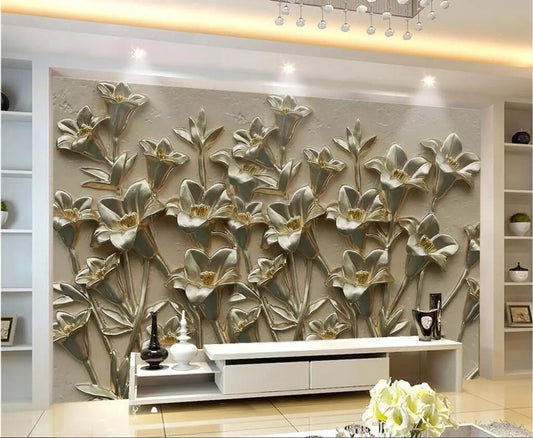 Avikalp Exclusive AWZ0218 3D wallpaper mural 3D floral background wall gold decorative HD 3D Wallpaper