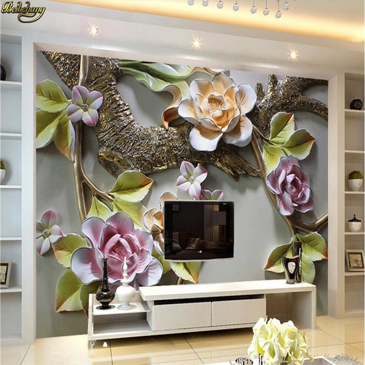 Avikalp Exclusive AWZ0219 3D Wallpaper Mural 3D Flower Bird Wall Decorative HD 3D Wallpaper