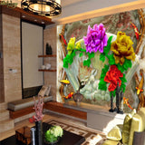 Avikalp Exclusive AWZ0231 3D wallpaper mural colorful peony flower jade carving background HD 3D Wallpaper