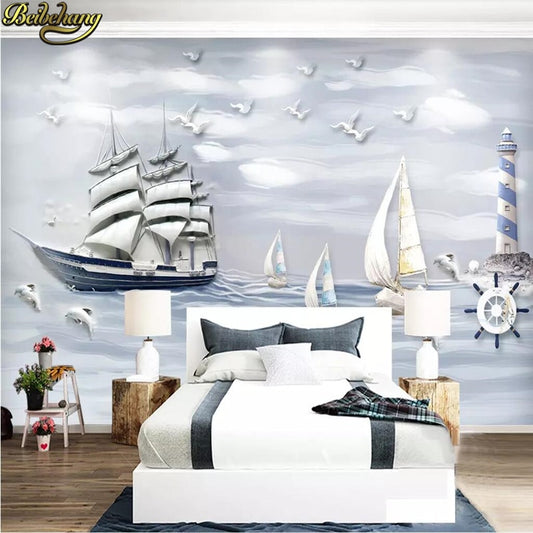 Avikalp Exclusive AWZ0250 3d wallpaper Sailing sailboat Mural wallpaper for walls 3d wallpapers for living room HD 3D Wallpaper
