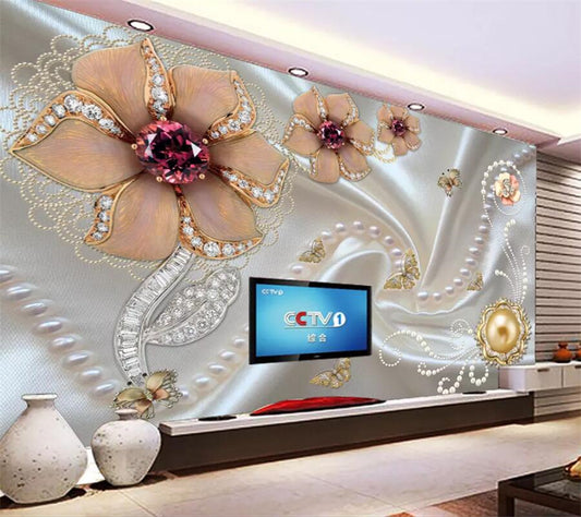 Avikalp Exclusive AWZ0265 3d Wallpaper 3d Large Mural Jewelry Flowers Wallpaper Living Room Bedroom Tv HD 3D Wallpaper