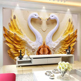Avikalp Exclusive AWZ0267 3d Wallpaper 3d Mural Beautiful Love Theme Wedding Room Background Swan HD 3D Wallpaper