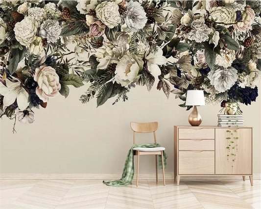 Avikalp Exclusive AWZ0268 3d Wallpaper 3d Mural Modern Minimalist Nordic Vintage Flower American Floral Background HD 3D Wallpaper