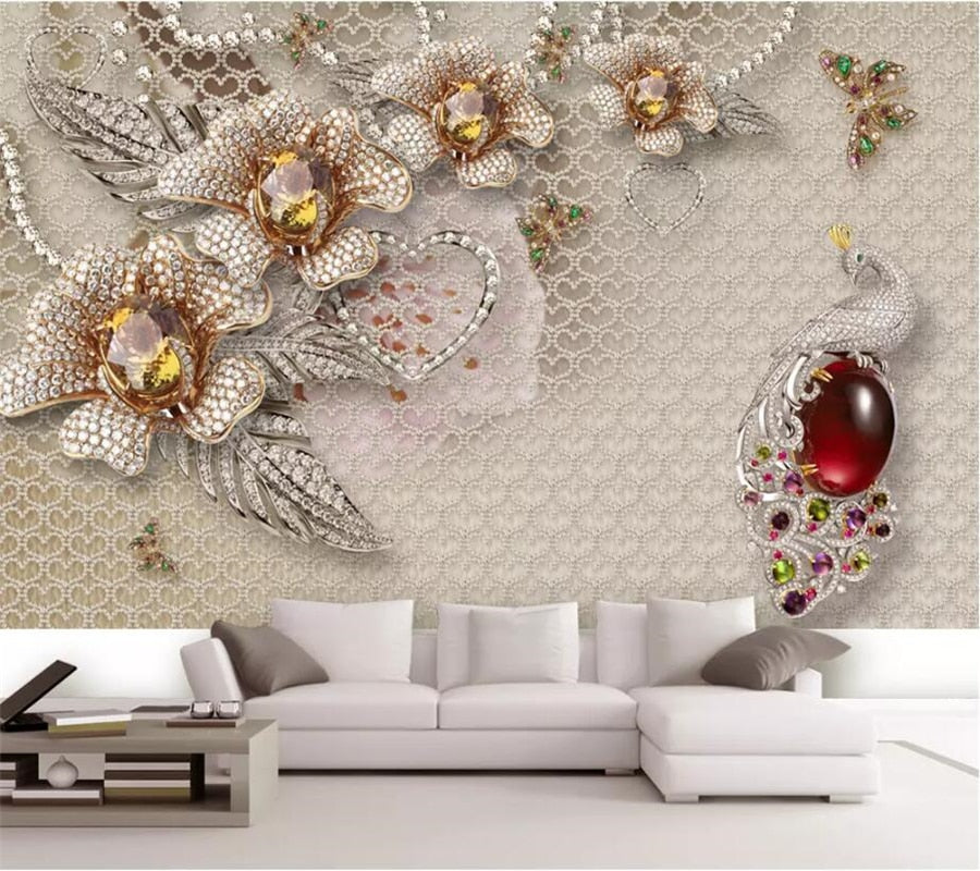 Avikalp Exclusive AWZ0271 3d Wallpaper 3d New Beautiful Dimensional Jewelry Flower Tv Background HD 3D Wallpaper