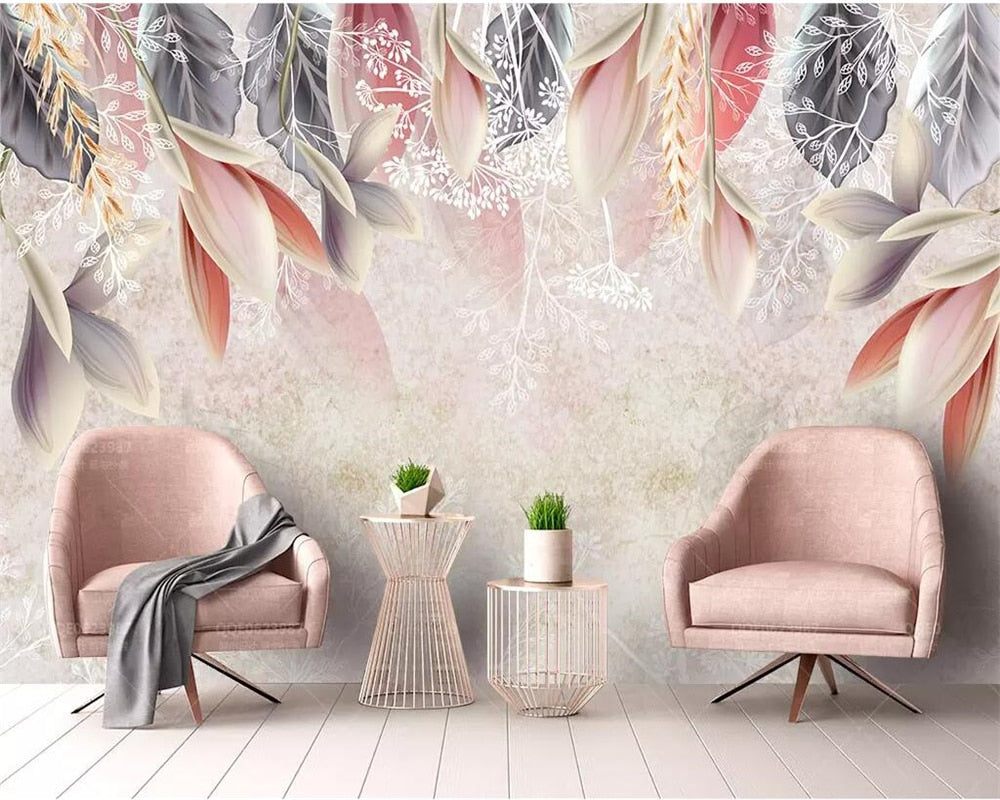 Avikalp Exclusive AWZ0276 3d Wallpaper 3d Mural Fashion Retro Hand Painted Flowers Nordic Minimalist Background HD 3D Wallpaper