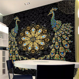 Avikalp Exclusive AWZ0280 3d Wallpaper Mural Luxury Black Gold Gem Peacock Background Home Decor HD 3D Wallpaper