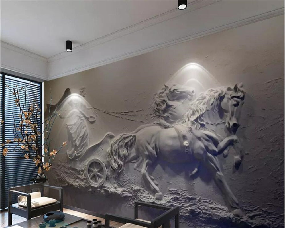 Avikalp Exclusive AWZ0284 3d Wallpaper Murals Angel Carriage Relief Background Home Decor HD 3D Wallpaper