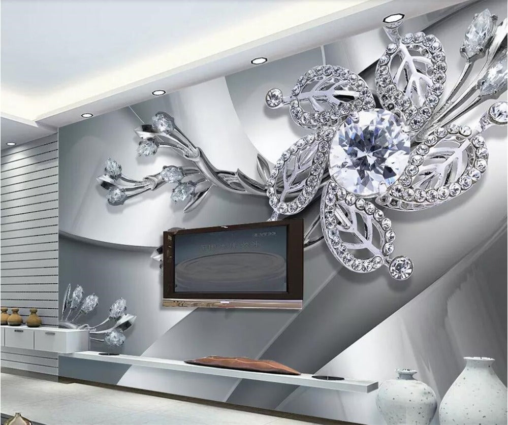 Avikalp Exclusive AWZ0294 3d Wallpaper 3d Stereo Mural Diamond Cool Metal Texture Jewelry Living Room Backdrop HD 3D Wallpaper