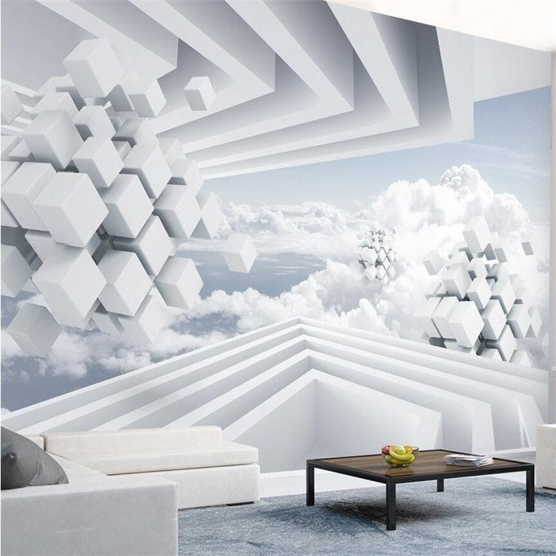 Avikalp Exclusive AWZ0295 3d Wallpaper 3d Stereo Photo Mural Creative Abstract Space Blue Sky White Clouds Tv Background HD 3D Wallpaper