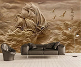 Avikalp Exclusive AWZ0299 3d Wallpaper 3d Stereo Mural Stereo Relief Wind And Waves Smooth Sailing Background HD 3D Wallpaper