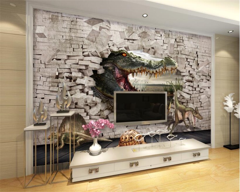 Avikalp Exclusive AWZ0304 3d Wallpaper Children Room Background Wall Paper Home Decor Crocodile Dinosaur Turtle HD 3D Wallpaper