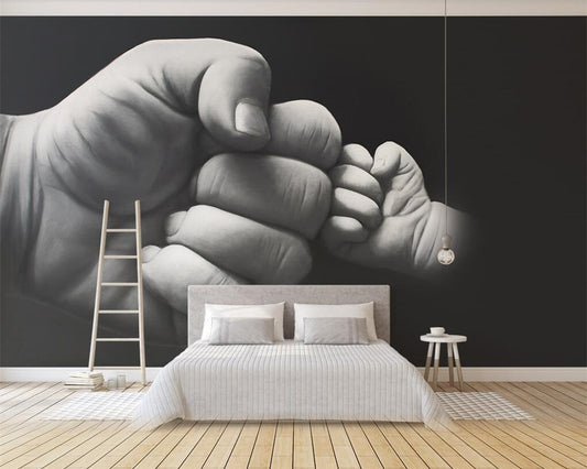 Avikalp Exclusive AWZ0310 3d Wallpaper Hand Drawn Black And White Fist 3d Tv Backdrop Wall Living Room Bedroom HD 3D Wallpaper