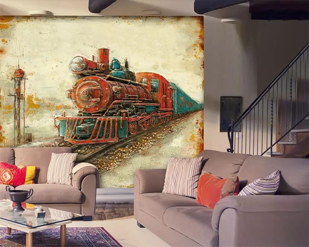 Avikalp Exclusive AWZ0318 3D Wallpaper Locomotive Background Home Decoration Living Room Bedroom Mural Sofa HD 3D Wallpaper