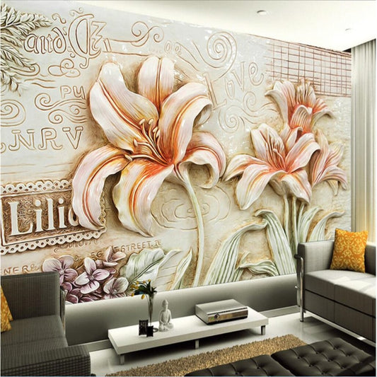 Avikalp Exclusive AWZ0323 3D Wallpaper Murals Orchids Lily Flowers HD 3D Wallpaper