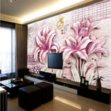 Avikalp Exclusive AWZ0324 3D Wallpaper Murals Orchids Lily Flowers On Pink HD 3D Wallpaper