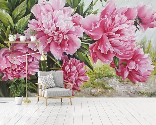 Avikalp Exclusive AWZ0328 3D Wallpaper Nordic Peony Flower Bedroom Sofa Background HD 3D Wallpaper