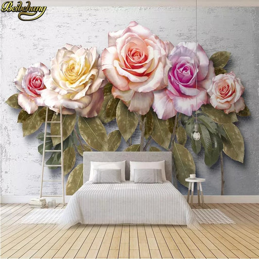Avikalp Exclusive AWZ0334 3D Wallpaper Vintage Boutique Flower Rose Garden Tv Background HD 3D Wallpaper