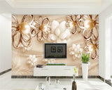 Avikalp Exclusive AWZ0347 3D Fashion Creative 3D Wallpaper Gold Pearl Flowers High End Luxury Jewelry Background HD 3D Wallpaper