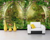 Avikalp Exclusive AWZ0357 3D Mural Wallpaper Fantasy Idyllic Arch Flower Landscape Deer Bird Fruit Tv Sofa Background HD 3D Wallpaper