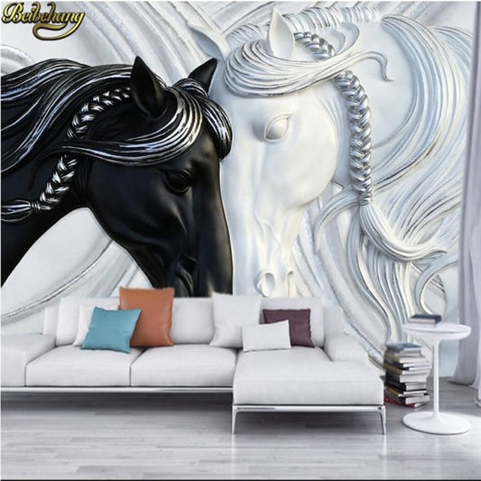 Avikalp Exclusive AWZ0365 3D Wallpaper Relief Horse Mural Living Room Bedroom Landscape HD 3D Wallpaper