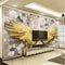 Avikalp Exclusive AWZ0375 3D Wallpaper Scandinavian Modern Gold Angel Wings Mosaic Stone Pattern HD 3D Wallpaper