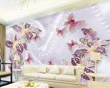 Avikalp Exclusive AWZ0376 3D Wallpaper Premium Luxury European Purple Jewelry Flower HD 3D Wallpaper
