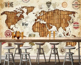 Avikalp Exclusive AWZ0377 3D Wallpaper Retro Personality World Map Red Wine Oak Bar HD 3D Wallpaper