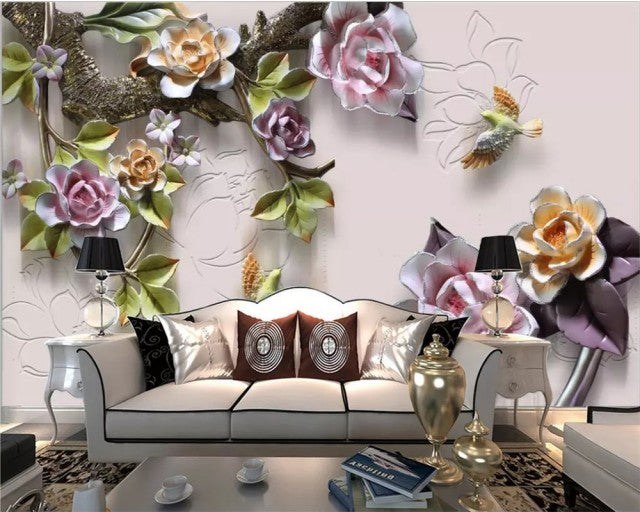 Avikalp Exclusive AWZ0378 3D Wallpaper Embossed Floral Wallpaper Home Interior Sofa Background HD 3D Wallpaper