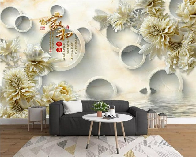 Avikalp Exclusive AWZ0379 3D Wallpaper Embossed Floral Home Background HD 3D Wallpaper