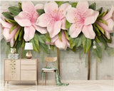 Avikalp Exclusive AWZ0397 3D Wallpaper Pink Flowers Leaves Tv Background HD 3D Wallpaper