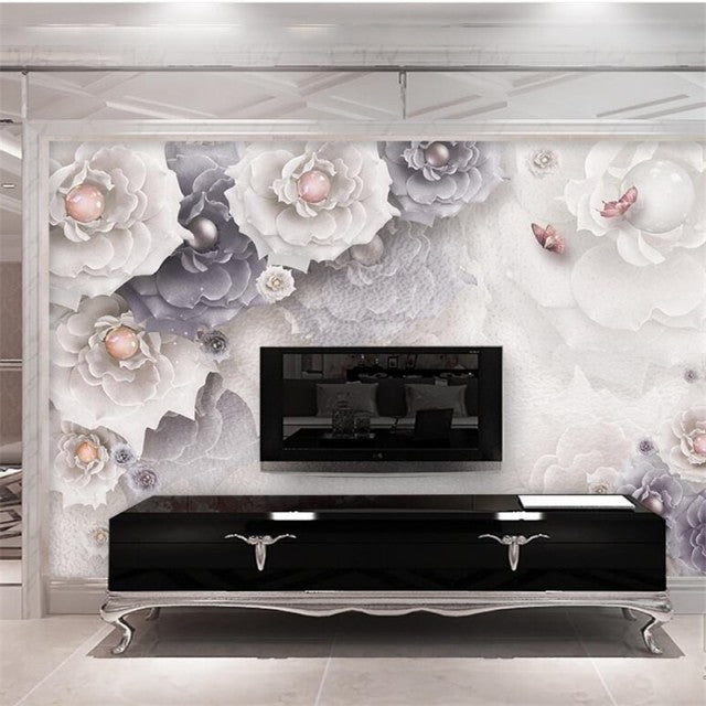Avikalp Exclusive AWZ0405 3D Wallpaper Beautiful Peony Jewelry Flower HD 3D Wallpaper