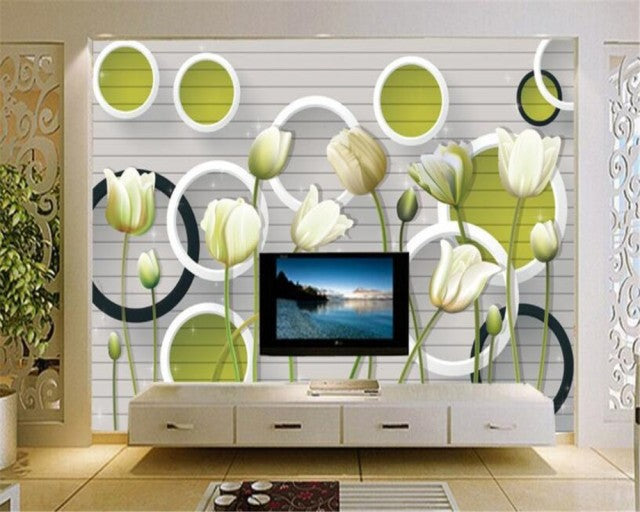 Avikalp Exclusive AWZ0410 3D Wallpaper Modern Fashion White Tulip HD 3D Wallpaper