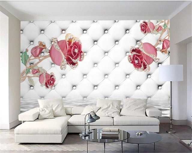 Avikalp Exclusive AWZ0411 3D Wallpaper Luxury Golden Rose Soft Pack Jewelry Tv HD 3D Wallpaper