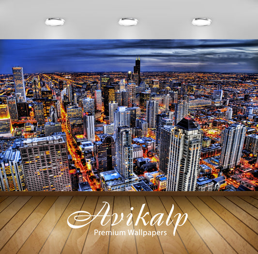 Avikalp Exclusive City View Drone AWI1107 HD Wallpapers for Living room, Hall, Kids Room, Kitchen, T