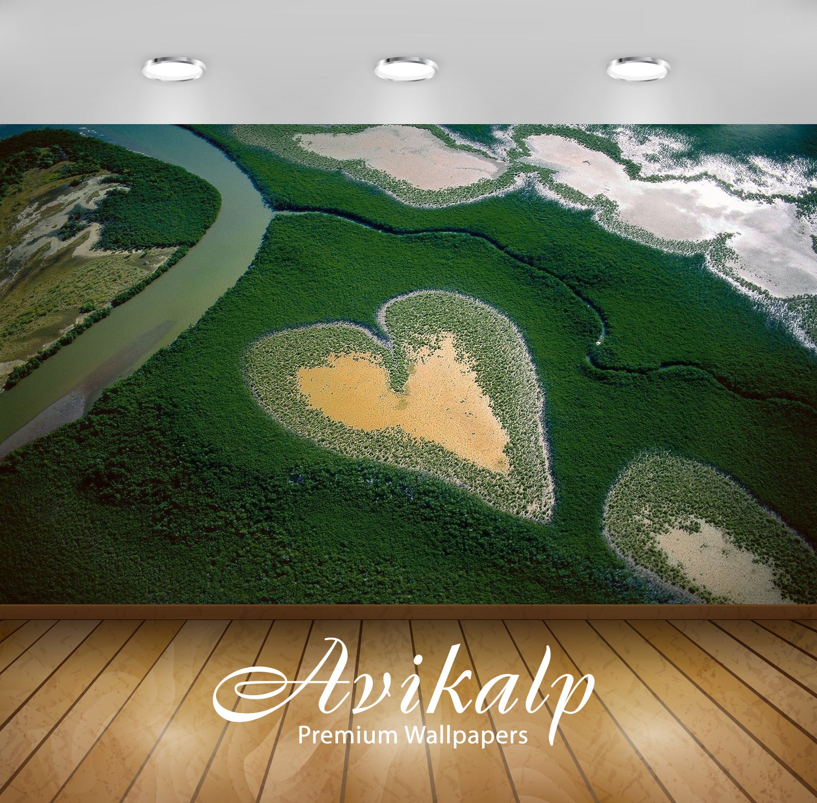 Avikalp Exclusive Heart Island AWI1137 HD Wallpapers for Living room, Hall, Kids Room, Kitchen, TV B
