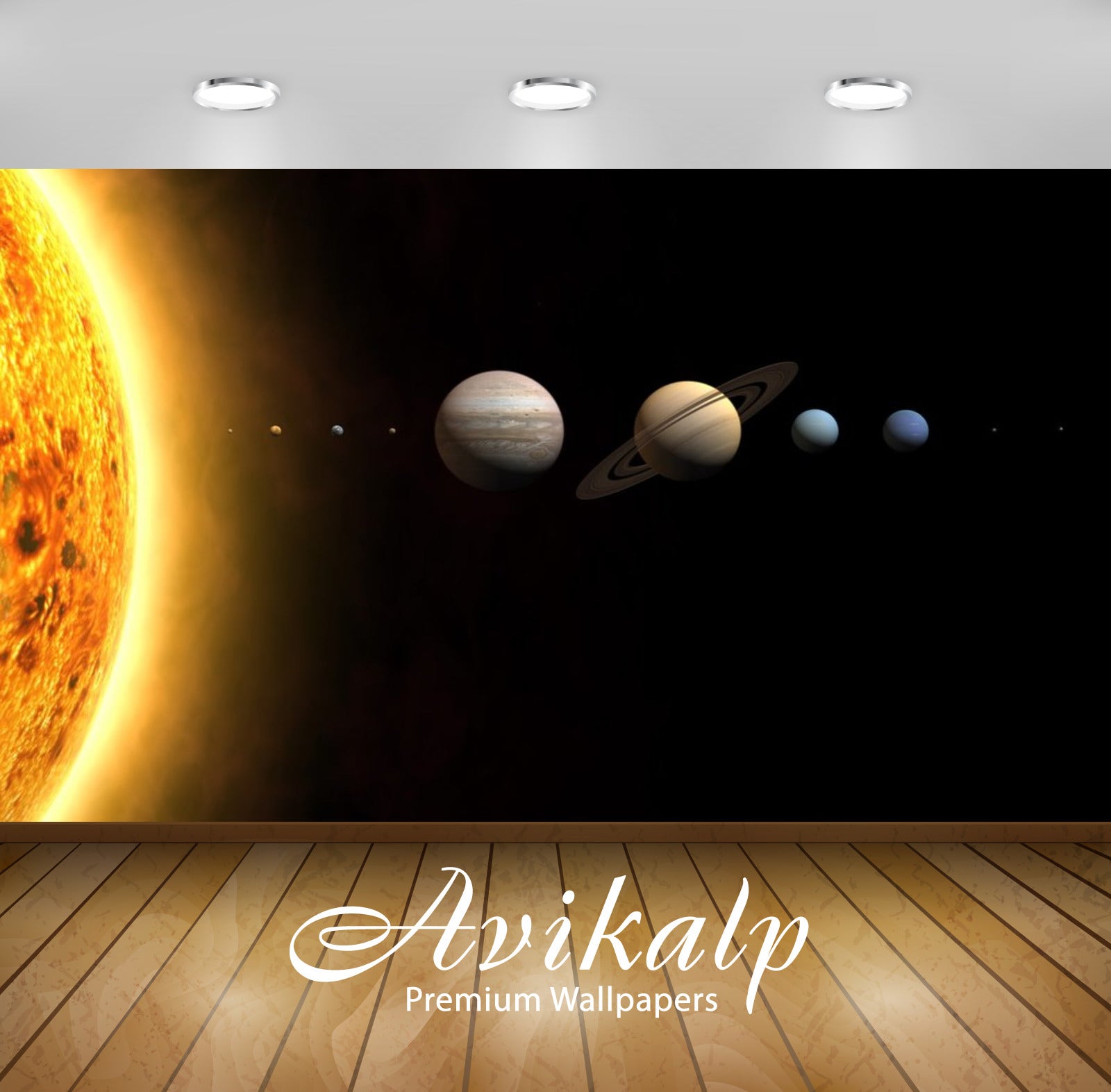 Avikalp Exclusive Planets Sun AWI1179 HD Wallpapers for Living room, Hall, Kids Room, Kitchen, TV Ba