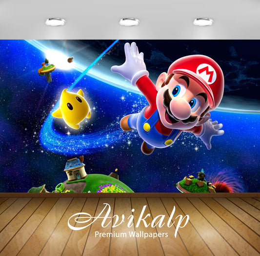Avikalp Exclusive Super Mario AWI1224 HD Wallpapers for Living room, Hall, Kids Room, Kitchen, TV Ba