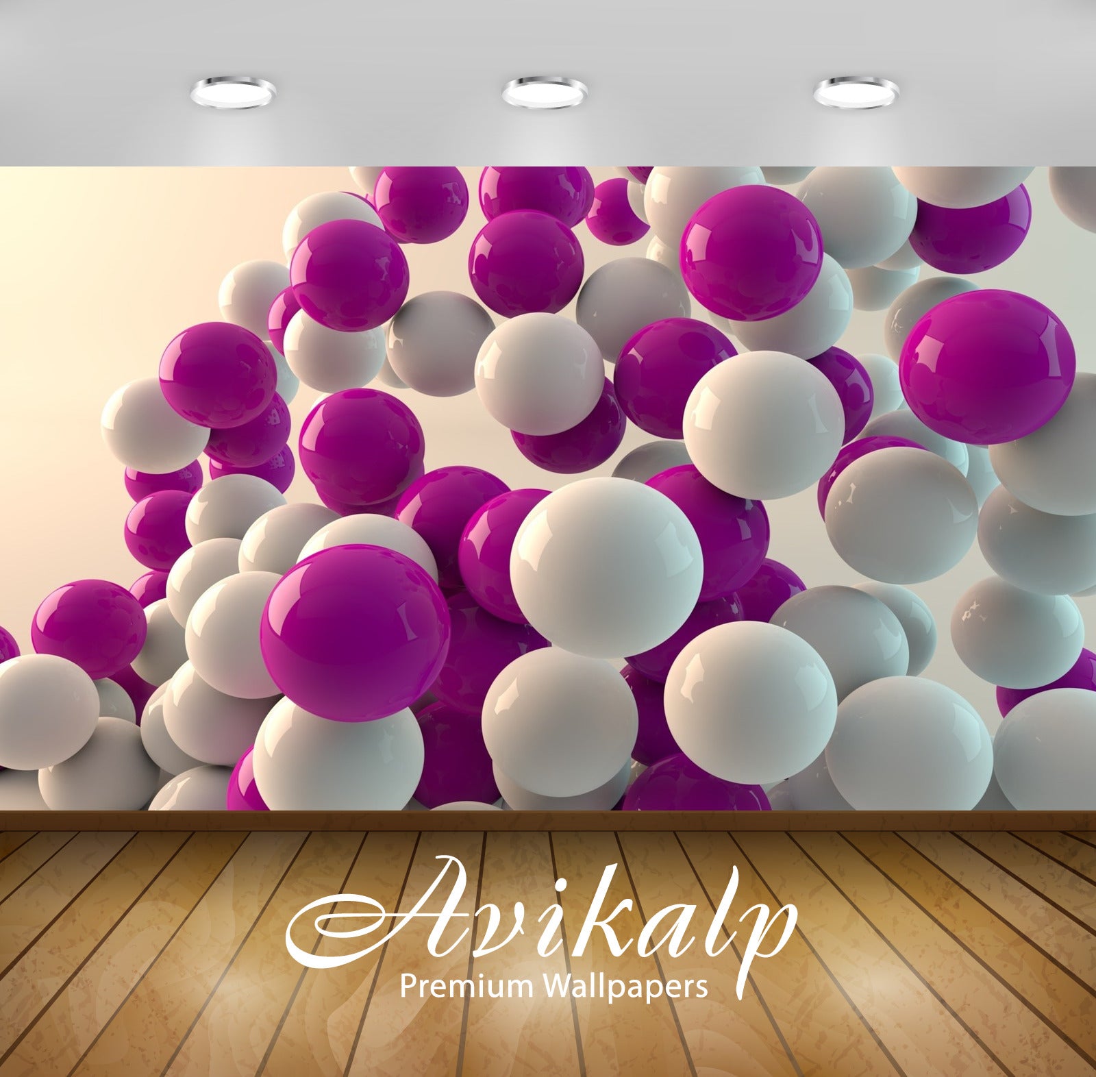 Avikalp Exclusive Awi1281 Purple White Balloons Full HD Wallpapers for Living room, Hall, Kids Room,